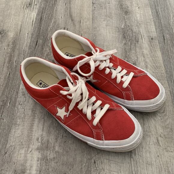 Converse CONS One Star Pro OX Sneakers Mens 8.5 Womens 10.5 Red Suede - Picture 1 of 10